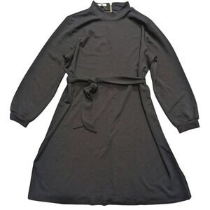 Maurices Dress NEW Plus 1X Black Mock Neck‎ Belted Career Work Wear NWT